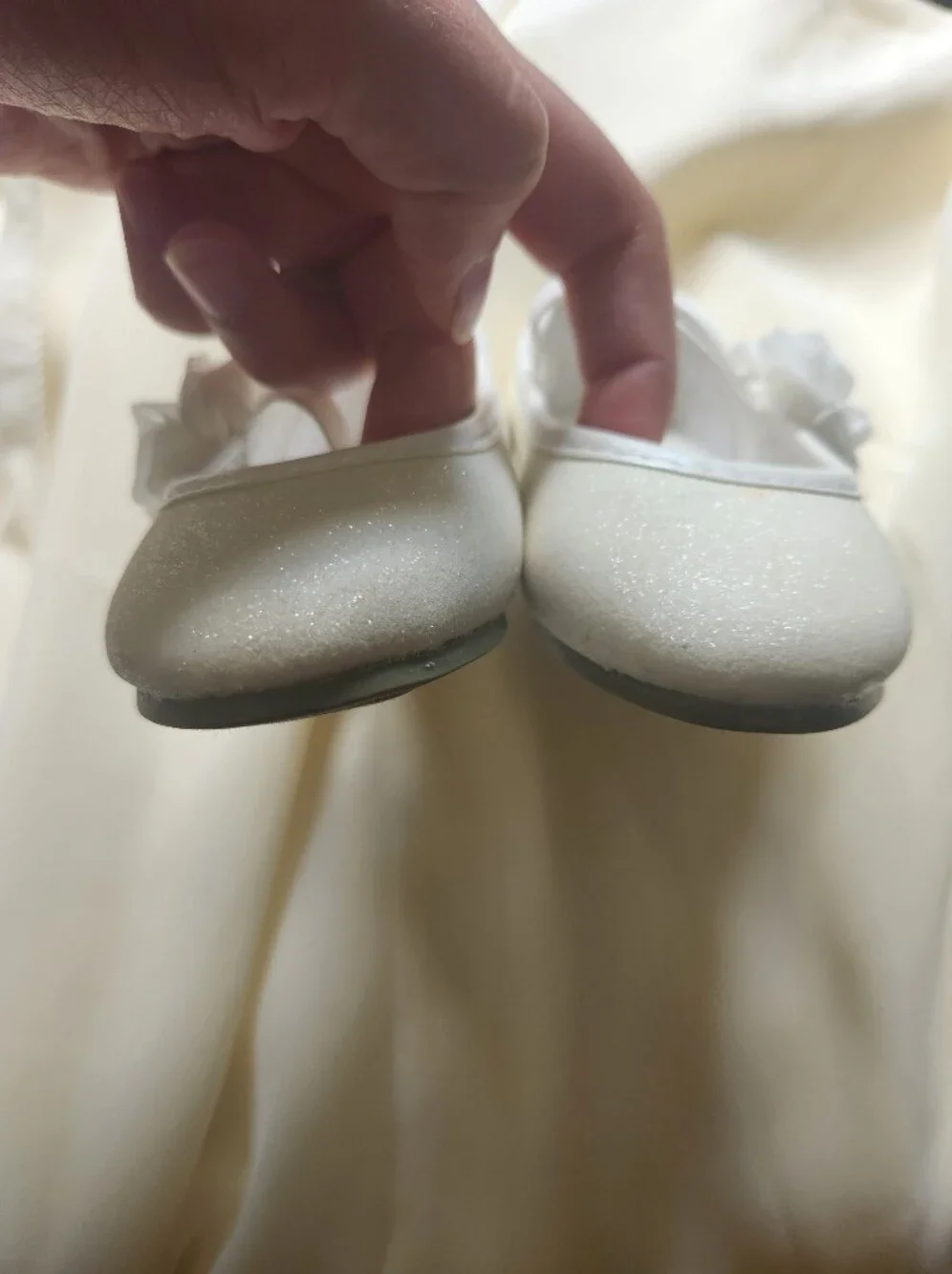 Carter's Size 5 White Sparkle Flower Girl  Holiday Shoes Ballet Flats